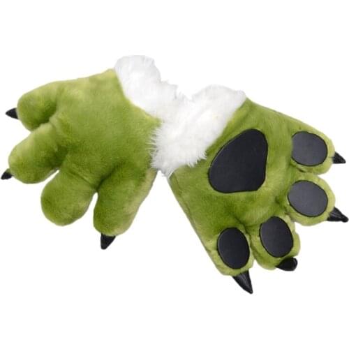 Simulation Dinosaur Paw Plush Gloves Thicken Fluffy Stuffed Toys Padded Hand Warmer Halloween Cosplay Costume Mittens