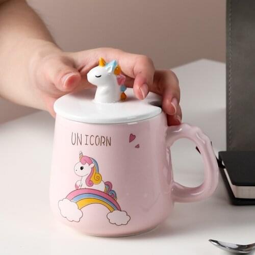350ml Cute Cartoon Hand-painted Unicorn Male Coffee Cup Student Ceramic Mug Couple Milk Mug Ladies Office Cups