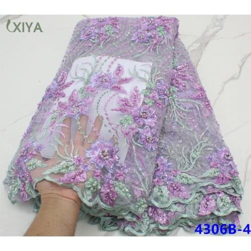 Beautiful Handmade Beads Lace Fabric High Quality French Tulle Mesh Laces Fabrics for Wedding Party African Beaded Lace APW4306B