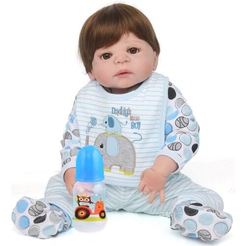 NPK 57cm Silicone reborn baby boy doll toy like real full silicone body newborn babies doll bebes reborn bonecas waterproof