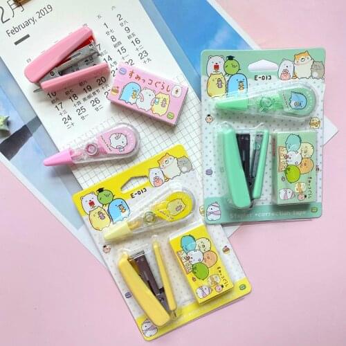 Cute Cartoon Sumikko Gurashi Mini Stapler Set Japanese School Accessories Portable Bookbiding Stationery School Office