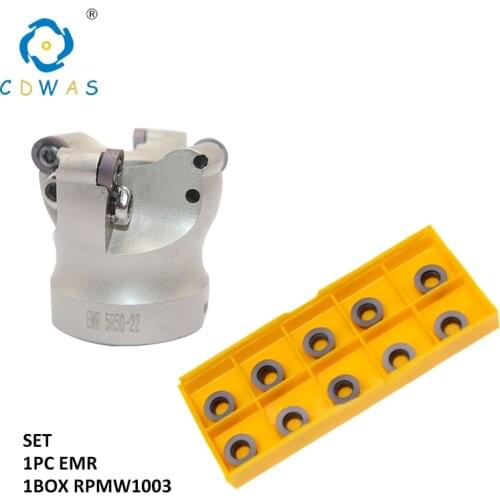 1PC EMR 5R 50 22 4T / EMR 5R 63 22 4T Face Mill Holder + 10PCS Round Insert RPMW1003 Milling Cutter Indexable Mill Tool Set