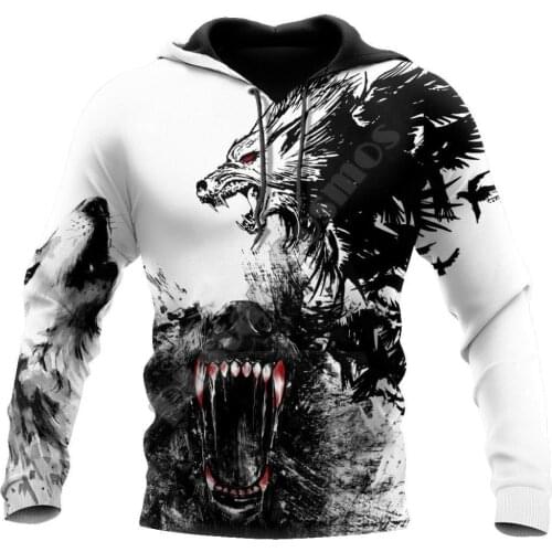New 2021 Classic Animal Wolf men-clothing winter off white Hoodies 3D Print graphic hoodie Casual Pullovers vintage sweatshirt