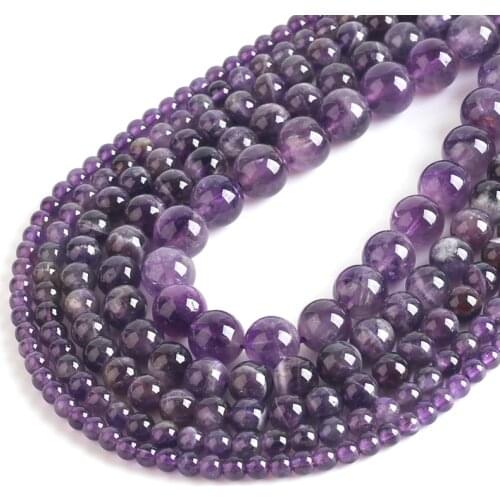 Wholesale AAA+Round Natural Amethysts Purple Crystal Stone Beads For Jewelry Making DIY Bracelet Necklace Anklet 4/6/8/10/12 mm