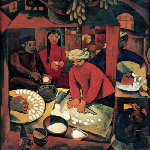 Scenery canvas prints impressionism modern Chinese artist figurative picture traditional Chinese countryside scene dumplings