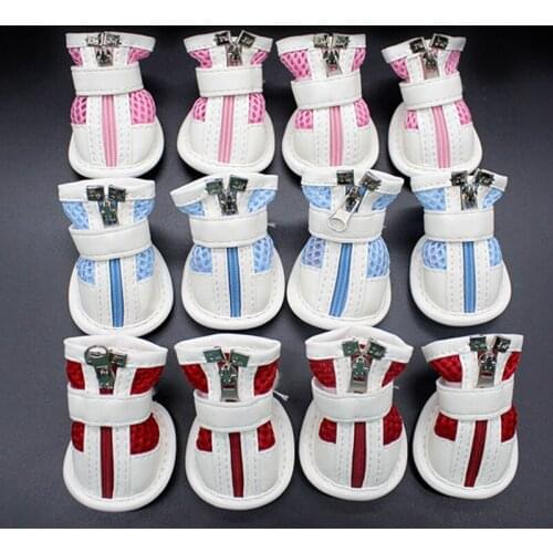 Pets Mesh Zipper Sneakers Breathable Mesh Shoes PU Leather Pet Shoes Dog Shoes Zipper Sports Shoes Comfortable Mesh Shoes Soft