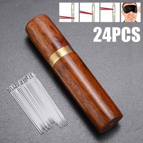 Stainless Steel Opening Sewing Darning Needles Self-threading Needles Set For Leather Denim Silk Canvas Cotton
