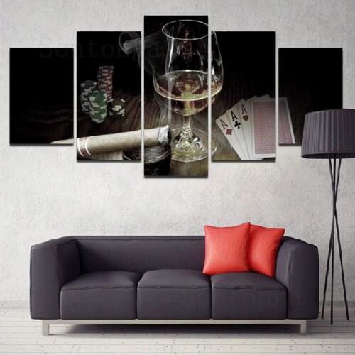 Glass Poker Elegant Canvas Painting Wall Sticker Art Poster Light Luxury Decorative Painting Simple Style Modern Living Room