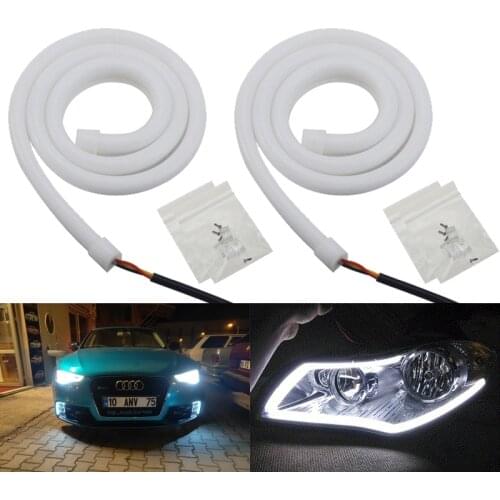 2 pieces Car Turn Signal LED Strip Lights 12V 30cm 45cm 60cm Styling DRL LED Flexible Soft Tube Guide Daytime Running Lights