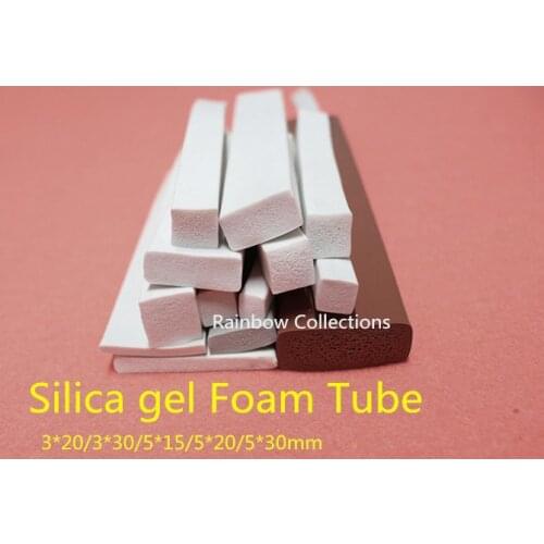 2m/lot High Temperature Resistance Elasticity Soft Flat Silicone Foam Tube Sponge Sealing Strip 3*20/3*30/5*15/5*20*5*30mm