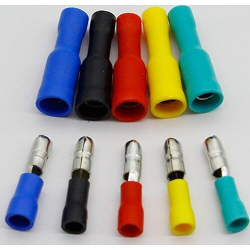 Female and Male Insulated Electric Connector Crimp Bullet terminal for 22~16 AWG Audio Wiring