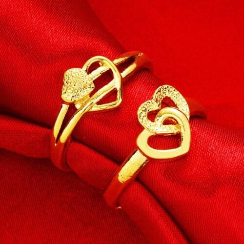 Vintage heart ring 24K gold rings for women love women gold rings party wedding engagement jewelry wholesale