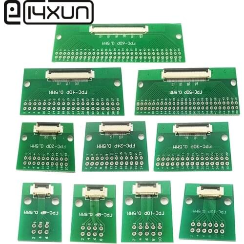 1pcs FPC FFC Cable 6 8 10 12 20 24 30 40 50 60 80 PIN 0.5mm pitch Connector SMT Adapter to 2.54mm 1.00 inch pitch through hole
