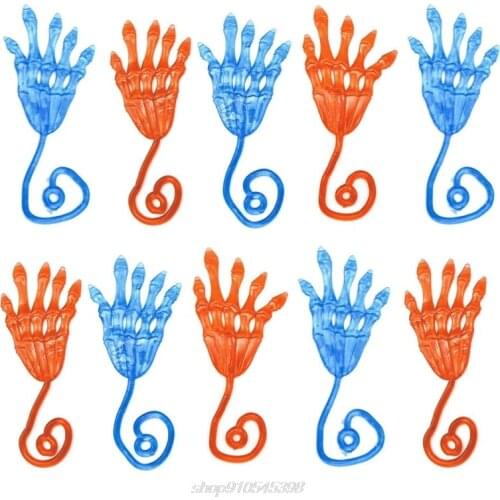 10 Pcs Stretchy Skeleton Palm Sticky Hands Sensory Bendable Toy Kids Birthday Bag Pinata Filler Halloween Party A16 21 Dropship