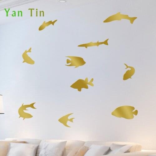 10pcs/set Cartoon Underwater World Fish Shark Shape Wall Sticker For Kids Baby Rooms Wall Decal Boy Girls Gift PVC DIY Art Mural