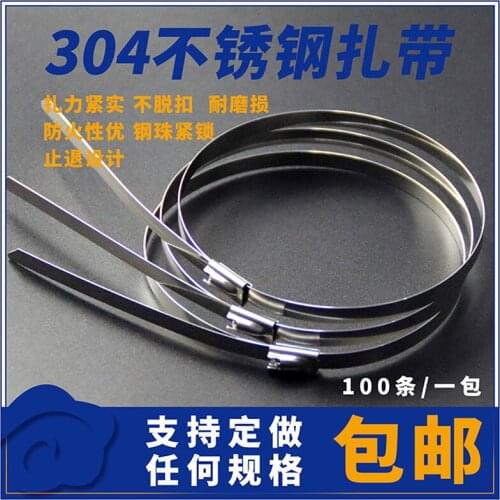 100 bridas de acero inoxidable uds 304, 4,6 mm, cable de alta resistencia con autobloqueo, bridas Esca polivalentes