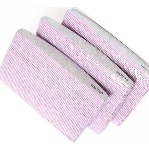 100pcs/lot 100/180 Professional Nail File Half Moon Sandpaper Sanding Blocks Grinding Polishing Salon Manicure Nail Tools Bulk