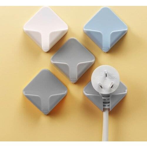 2 Pcs Wall-mounted Plug Wall Hook Power Plug Wire Socket Holder Self-adhesive K0AB