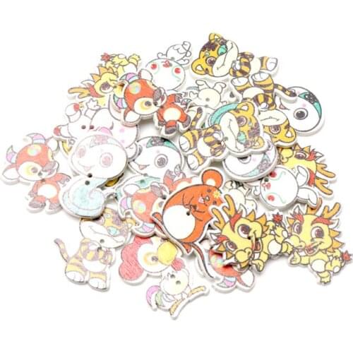 20pcs Mixed Animals 2Hole Wooden Buttons for Scrapbooking Crafts DIY Baby Children Clothing Sewing Accessories Button Decoration