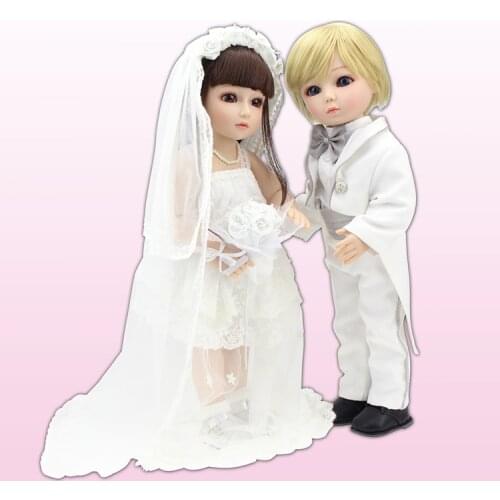 45cm Silicone SD Bride Groom High-end Wedding Gift BJD Doll Creative Gift Wedding Doll for The Couple Gifts Collectible Doll Toy