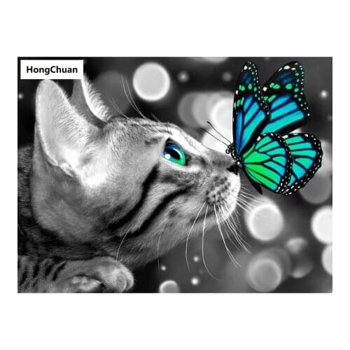 5D DIY square/round diamond painting cross stitch cute cat animal needlework home decoration mural mosaic diamondembroidery gift