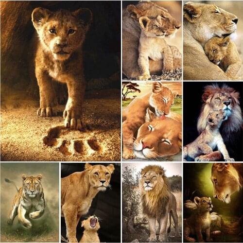 Diamond Painting Animal Lion 5D DIY Full Square Diamond Embroidery Rhinestone Cross Stitch Kits Decoration Mosaic Picture Gift