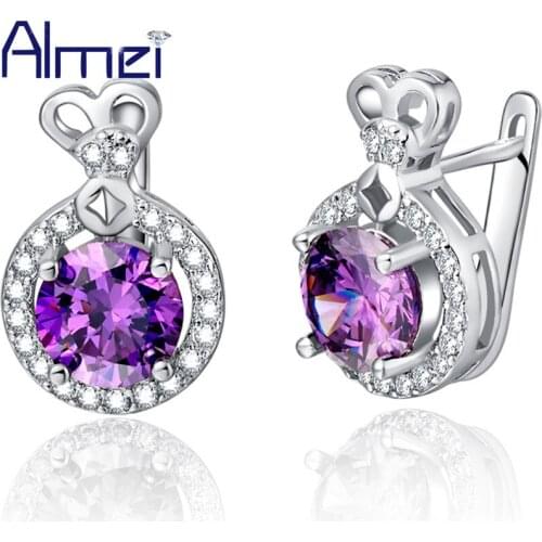 Almei Chic Earrings Rhinestones Silver Earings Lady Women Pendientes Mujer Brincos Para As Mulheres Grandes Bisuteria 2017 R747