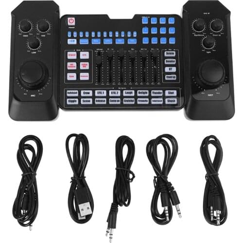 USB Rechargeble Bluetooth Audio Mixer Headset Microphone Webcast Live Streaming Sound Card for Recording Karaoke Singing