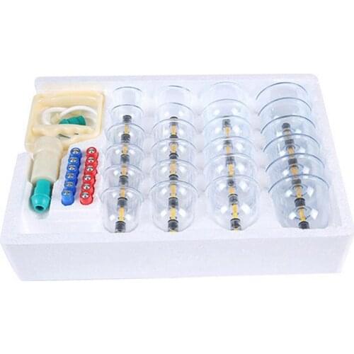 50% Hot Sale 24Pcs Massage Cans Chinese Cupping Therapy with Pull Vacuum Pump Extension Tube