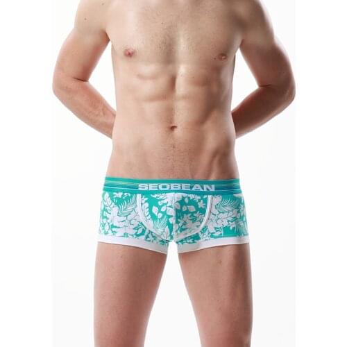 Free shipping New seobean Mens boxer underwear Cotton u-bag sexy low-waist boxer 3 colors size M/L/XL/XXL