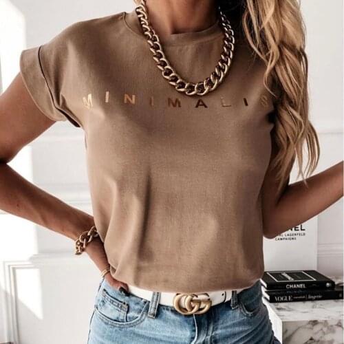 T-shirt Summer New Loose Short Sleeve Fashion Wild Personality Loose T-shirt Letter Printed Short Sleeve O-neck Womens Top