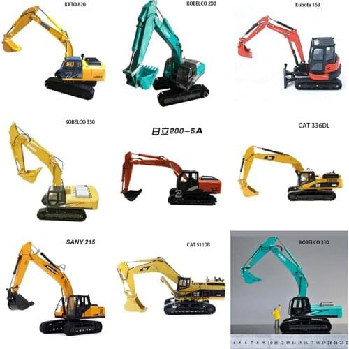 Engineering Truck Model Toy Diecast alloy metal Hydraulic Wheeled Excavator For KOBELCO CAT DOOSAN Engineering Truck Model Toy