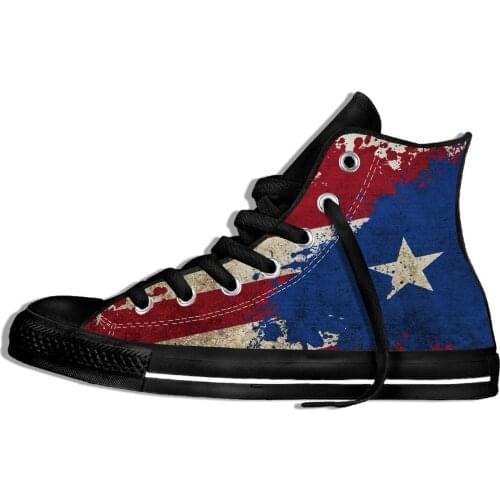 Mens Casual Shoes Unisex Design Puerto Rico Flag 3D Painted Canvas High Top Sneakers Outdoor Shoes for Skateboarding Sport