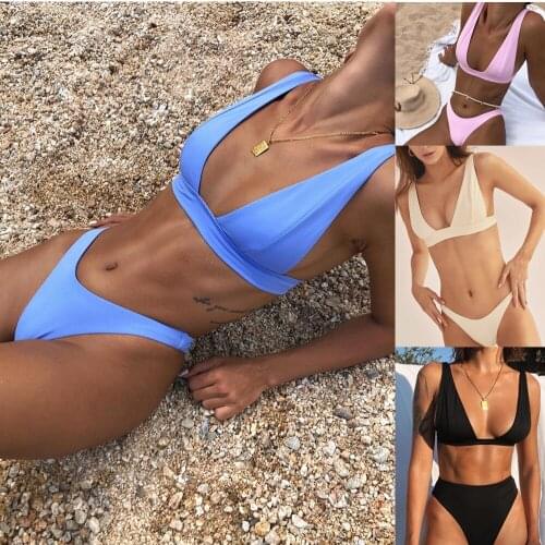 Summer Bikini 2021 Micro Sexy Swimsuit Women Push Up Swimwear Two Piece Bikini Set Solid Bather Bathing Suit Swim Suit Female