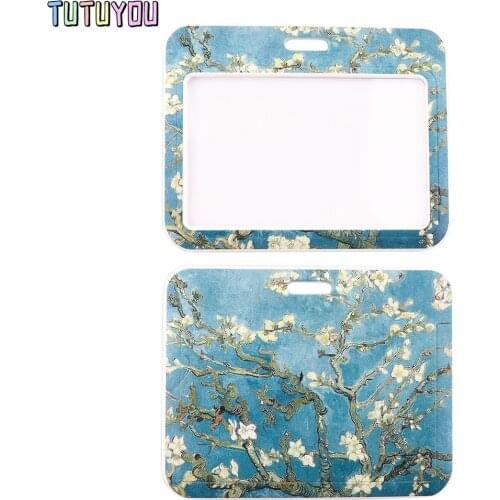 PC3153 Van Gogh Almond Blossom Fashion Card Holder ID Holder Bus Card Holder Staff Card Lanyard For Key Phone DIY Hang Rope