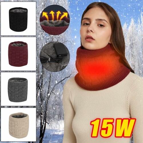Washable Cotton Electric Scarf 5V 15W 55 Constant Temperature Heating Neck Wrap For Outdoor Skiing Hike with Battery Case