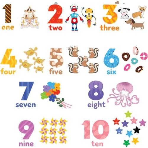 Cartoon Roman Numeral Wall Stickers for Kids rooms Nursery Decor Early Education Wall Decals Home Decoration Vinyl PVC Stickers