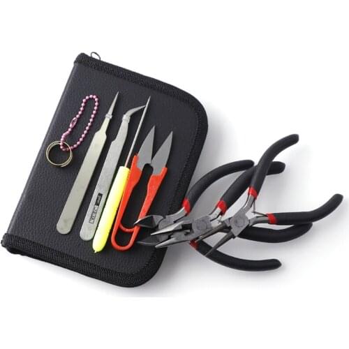 8 Pcs/Set Jewelry Making Tool Kits Pliers Set with Round Nose Plier Side Cutting Pliers Wire Cutter Scissor Tweezers 634D