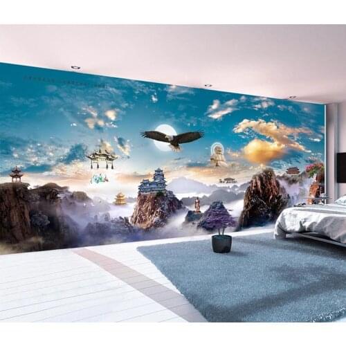 Bacaz 3D Mural Wallpaper Chinese Style Stereoscopic Art Buddha Statue Entrance Hallway Corridor 3d Wallpaper papel de parede