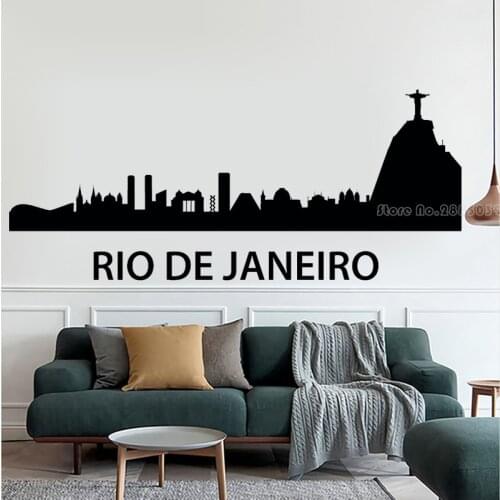 Rio de Janeiro Wall Decal Stickers For Living Room Vinyl City Skyline Removable Mural DIY Bedroom Brazil Art Home Decor LL2437