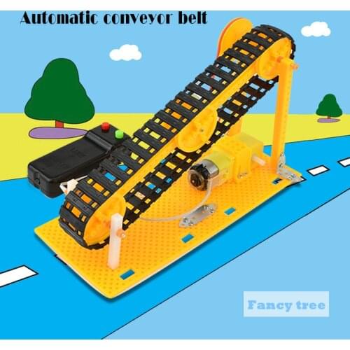 Scientific experiments Tecnologia Homemade conveyor belt model diy kit Can tilt transport goods horizontally physics steam toys