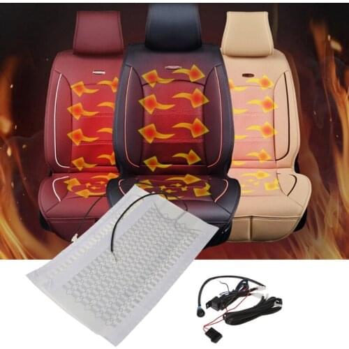 NEW 1 Seat 12V Universal Carbon Fiber High/Low Round Switch Car Heated Seat Pads