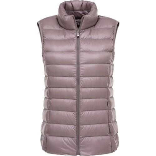 Solid color Short Down Vest Women Ultra Light 90% White Duck Down Vest Plus Size Womens Winter Stand Collar Sleeveless Coat