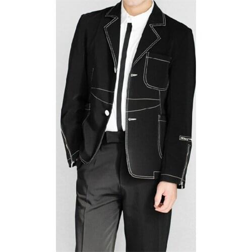 2018 Original man suit fashion line of fashion line mens coat zipper for show clothes Custom clothing