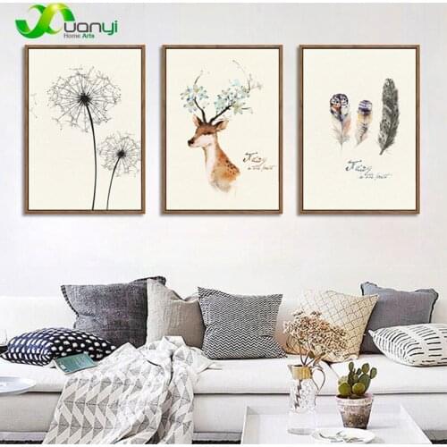 Nordic Style Deer Canvas Prints Painting Home Decoration Posters And Prints Black And White Wall Picture For Kidroom Unframed