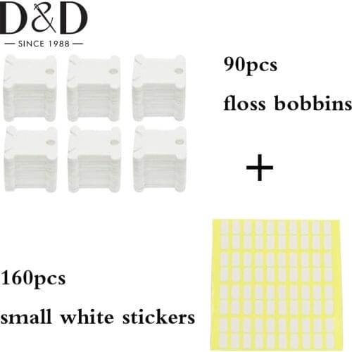 90pcs Plastic Floss Bobbins Cross Stitch Thread Card Holder Embroidery Floss Organizer & 2sheets White Stickers DIY Sewing Tools