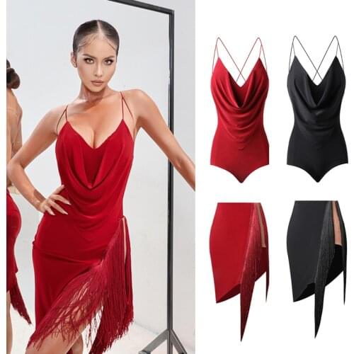 Latin Dance Dress Women Black Leopard Print Sexy Dress Ballroom Dance Clothes New Latin Practice Competition Dresses DNV14148
