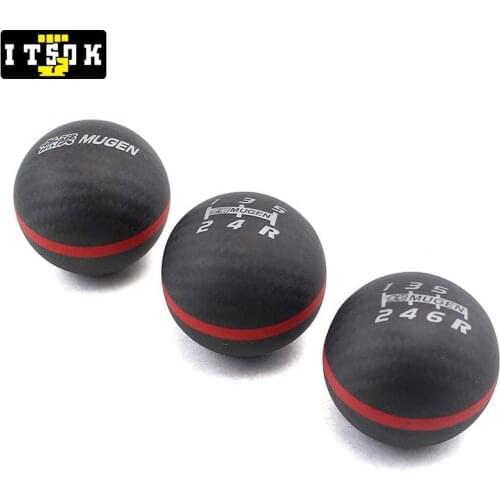 Real Carbon Fiber Shift Gear Knob Mugen Matte Black Universal Round Shifter Lever Stick 5/6 Speed with 8mm 10mm 12mm Adapter