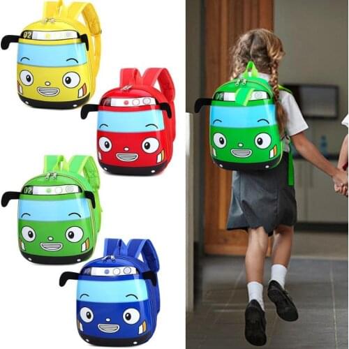 Children 3D Cartoon Bus Backpack Lovely EVA Nylon Durable Kindergarten School Bag Fashion Girls Boys Zipper Satchel
