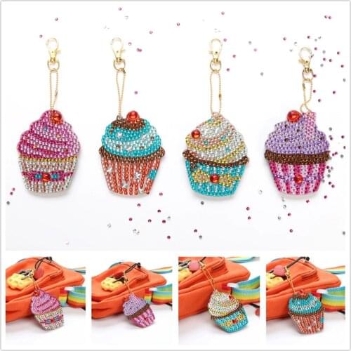 DIY Special-shaped Full Diamond Diamond Pattern Keyring Set Diamond Embroidery Keychain Pendant Painting Gift